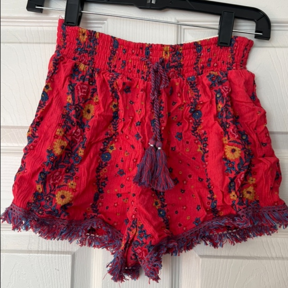 Red Floral Shorts